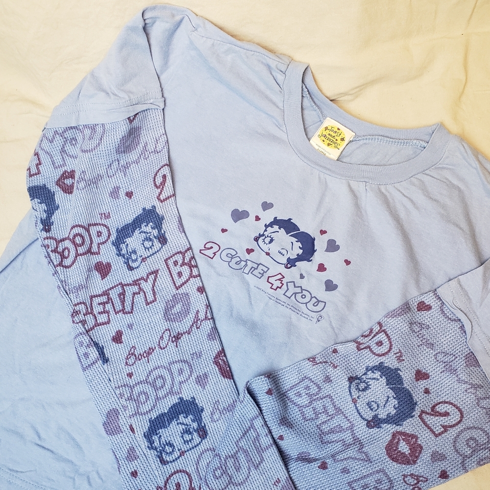 Betty Boop Waffle Knit Long Sleeve Pajama Shirt 💋